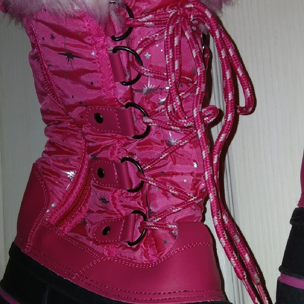 Pink Fur-Lined Winter Boots